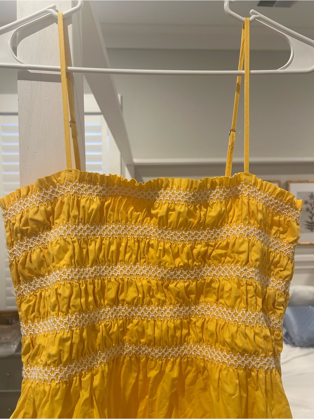 Pistola Bright Yellow Smocked Top with Spaghetti Straps